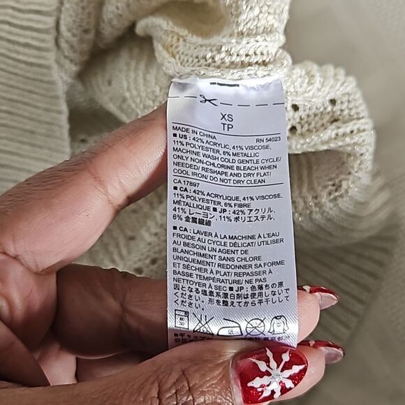 Banana Republic Women's Knitted V-neck Long Sleeves Sweater XS Pearl White - Picture 7 of 16